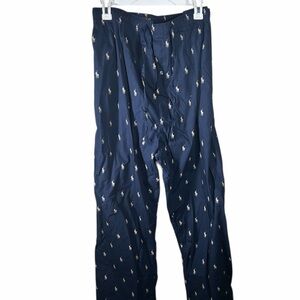 Polo Ralph Lauren Navy Sleepwear Pants with Logo Pattern